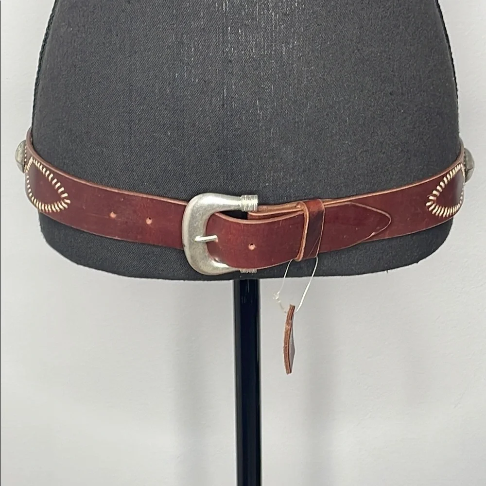 NEW Brown Italian Leather Belt with Silver Buckle